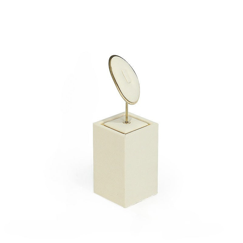 Beige Velvet Jewelry Display Set with Gold Metal Accents - Complete Retail Stand with Busts, Ring, Earring & Bracelet Holders