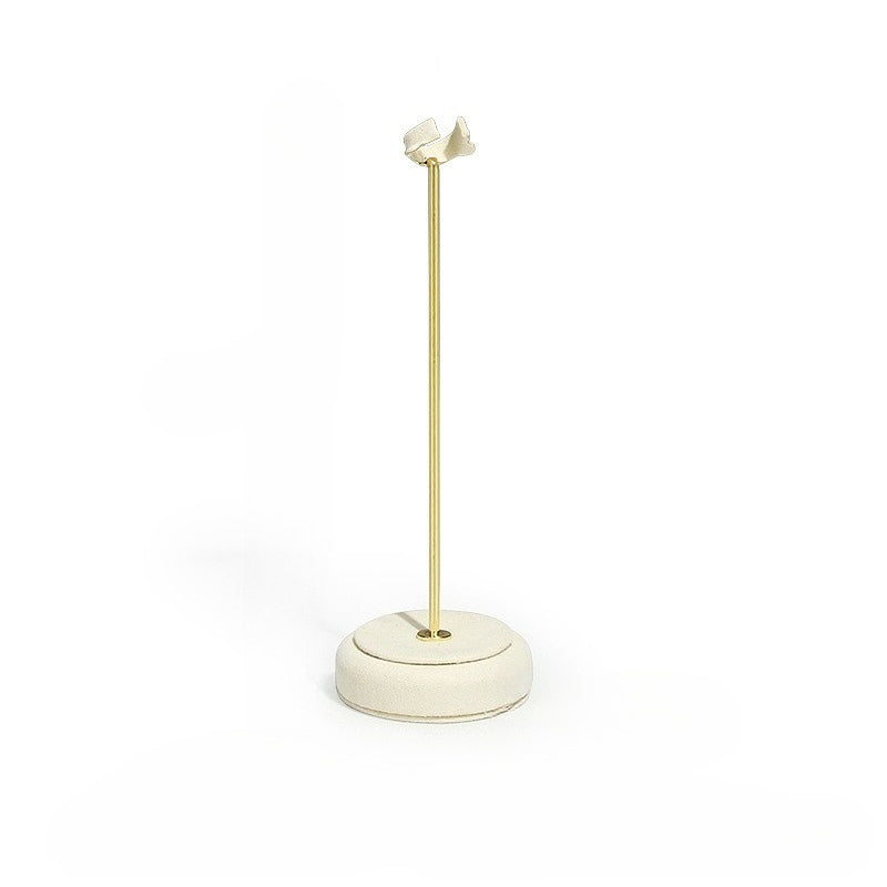 Cream White Velvet Jewelry Display Set with Gold Base - Complete Stand for Necklaces & Rings