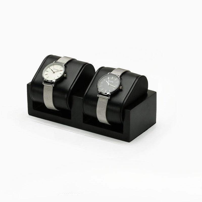 Black 2 Watch Display Stand, Leather Pillow Watch Holder for Retail & Home