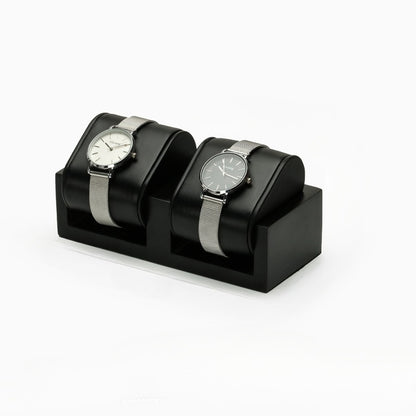 Black 2 Watch Display Stand, Leather Pillow Watch Holder for Retail & Home