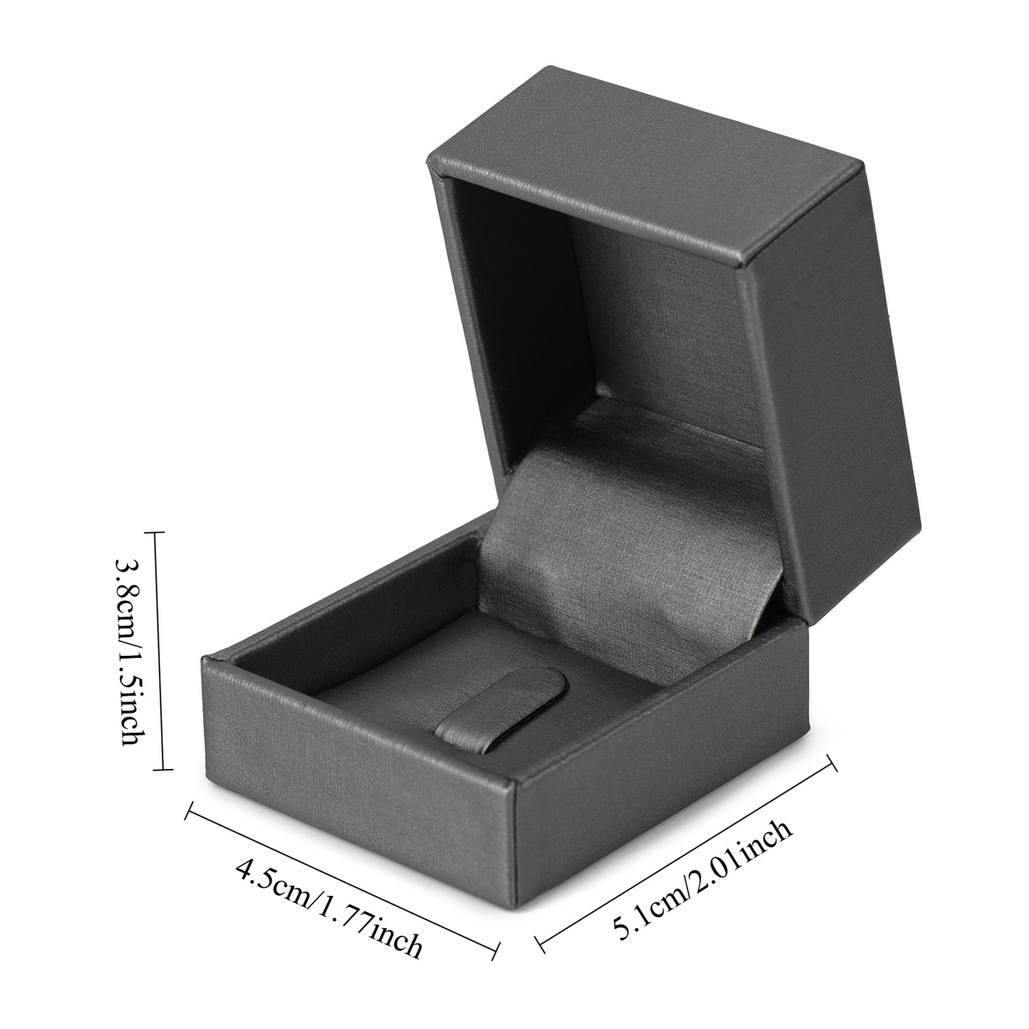 Cajas para anillos recubiertas de PU gris, precio por 24 piezas