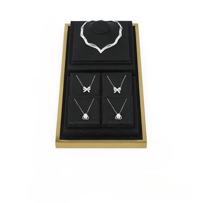 Black Microfiber Jewelry Display Tray with Metal Frame, Luxury Tray for Necklaces & Rings