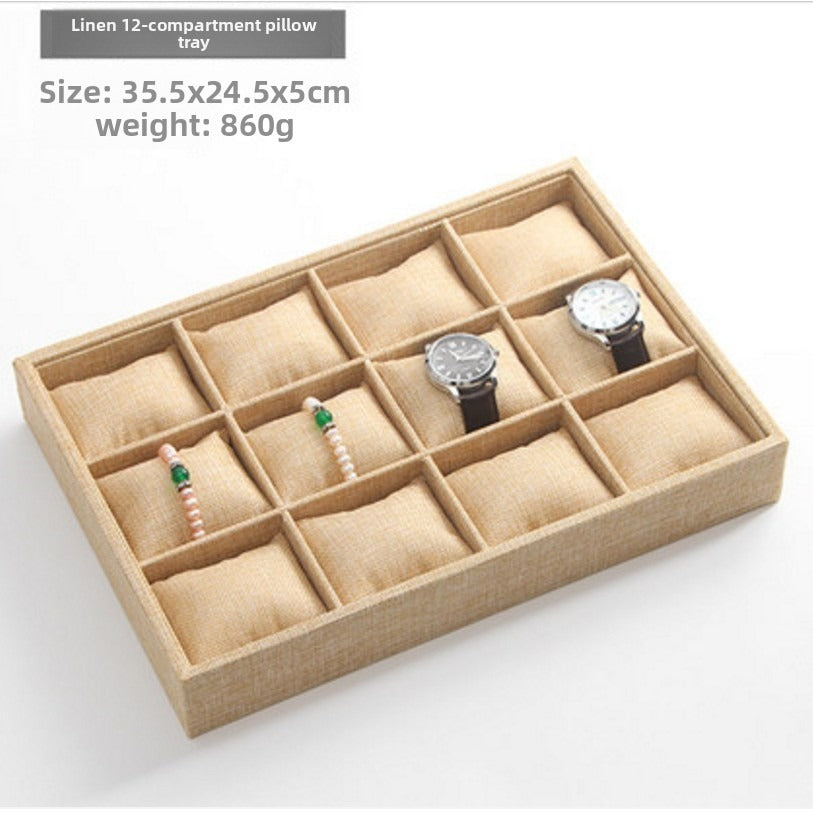 Ice Flower Velvet Small Pillow Plate 12-grid Stall Bracelet Bracelet String Storage Box Stall Props Jewelry Watch Display Plate