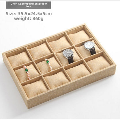 Ice Flower Velvet Small Pillow Plate 12-grid Stall Bracelet Bracelet String Storage Box Stall Props Jewelry Watch Display Plate