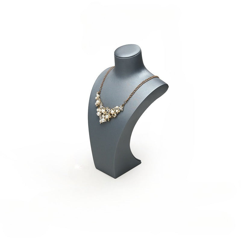 Gray Blue & Gold Jewelry Display Set - Luxury Retail Stand with Necklace Bust, Earring, Ring & Bracelet Holders
