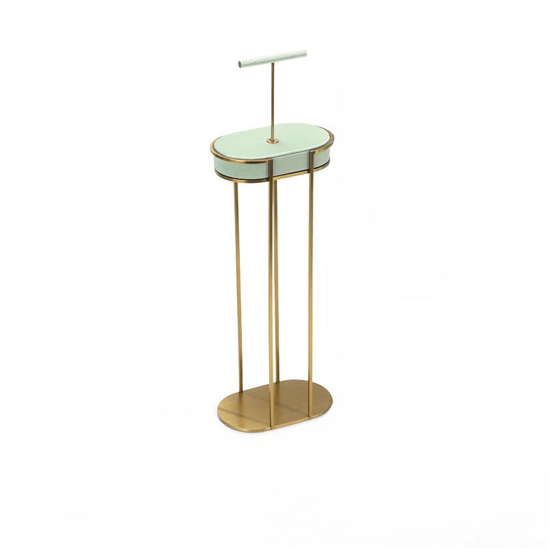 Light Green Velvet Jewelry Display Set with Gold Metal Base - Complete Stand for Necklaces, Earrings, Rings & Bracelets