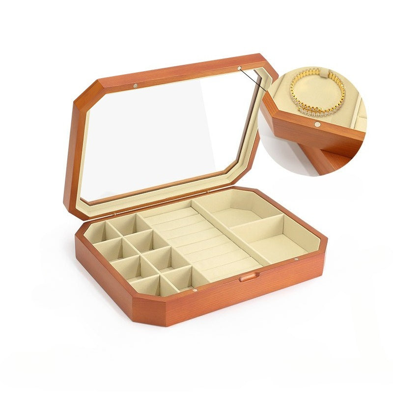 Wooden Magnetic Jewelry Box for Rings, Necklaces & Earrings