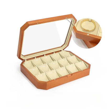 Wooden Magnetic Jewelry Box for Rings, Necklaces & Earrings
