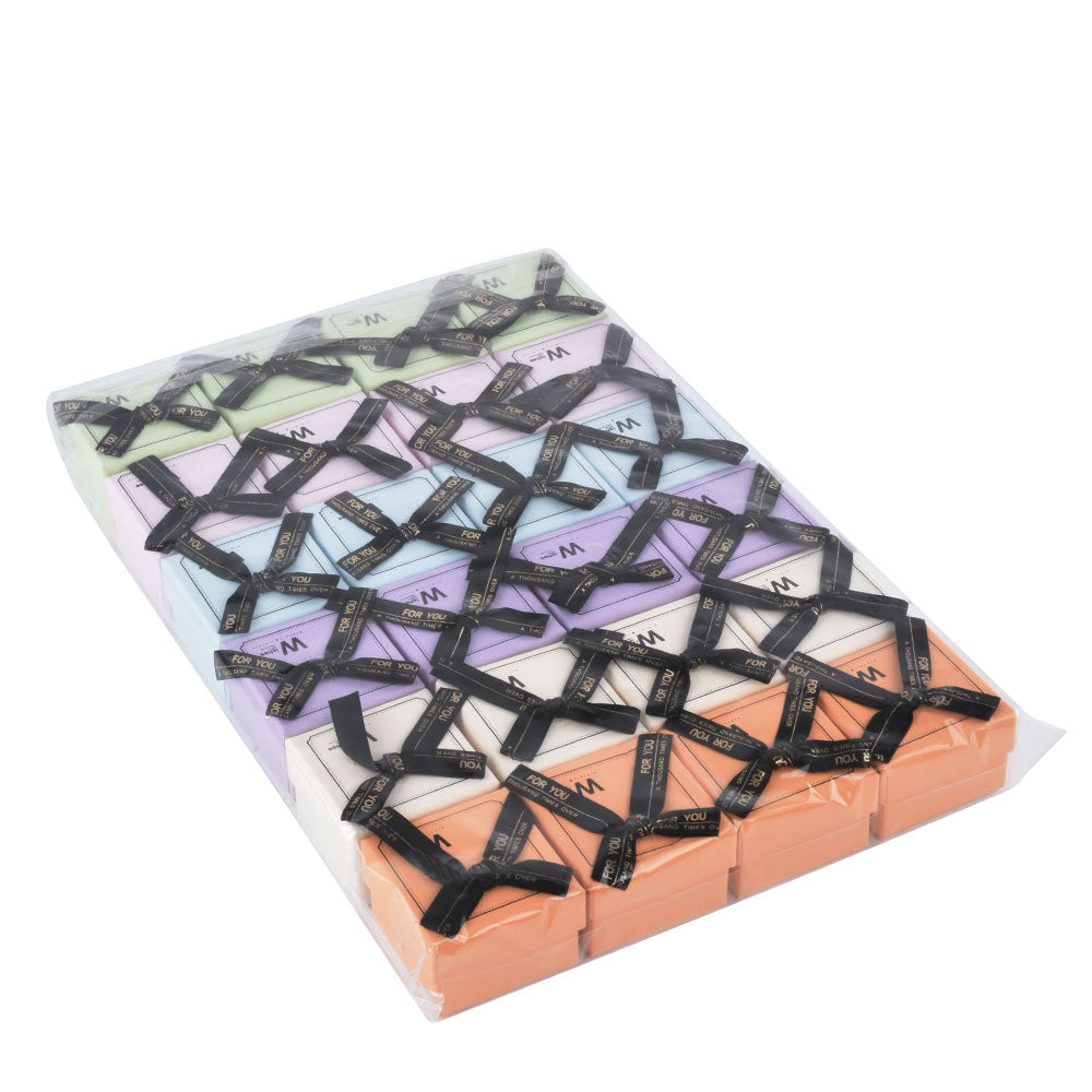 24 PCS (B1522-X7) Fashion 6 Colors Ring Boxes with Ribbon