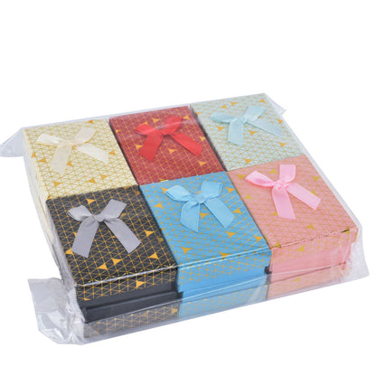 12 PCS (B1534-X1) Fashion Cardboard 6 Color Pendant Jewelry Box With Bow Tie