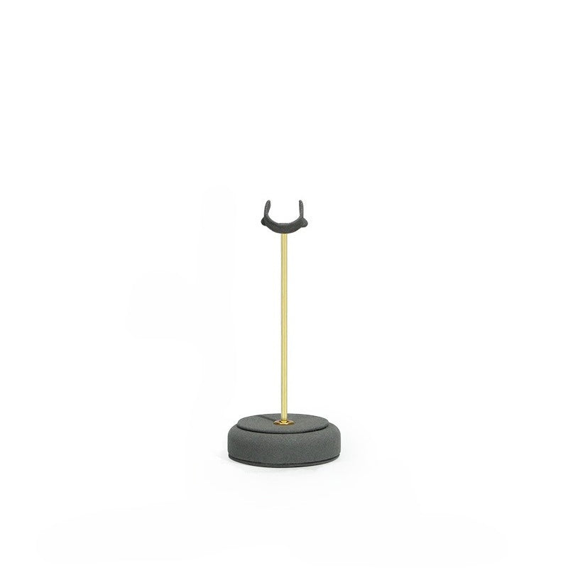 Velvet Ring Display Stand - Tall Gold Metal Base Holder for Engagement & Wedding Rings