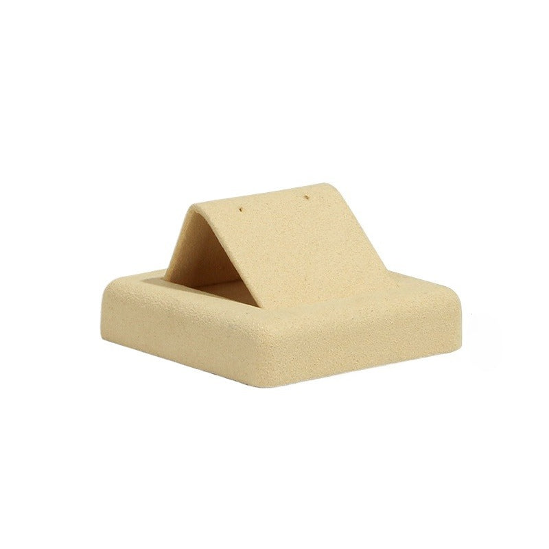 New Superfine Fiber Beige Jewelry Display Stand | Ring Necklace Holder for Gold, Pearl & Fine Jewelry
