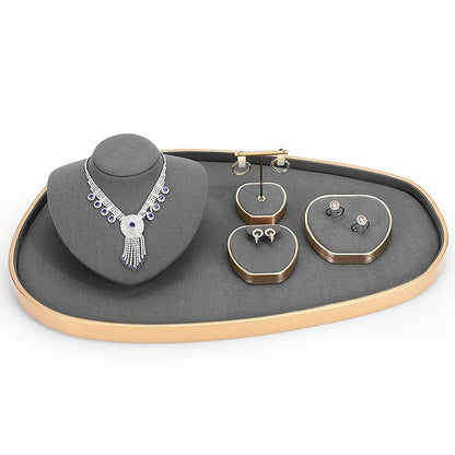 Gray Microfiber Jewelry Display Stand for Necklaces & Rings
