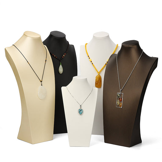 Luxury PU Brushed Bust Necklace Display Stand
