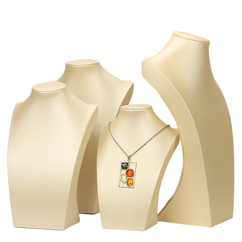 Luxury PU Brushed Bust Necklace Display Stand
