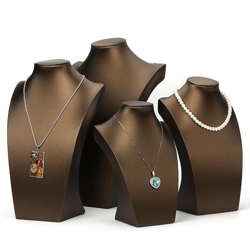 Luxury PU Brushed Bust Necklace Display Stand