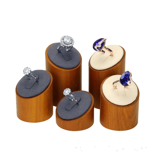 Wooden Ring Display Stand Tiered Slanted Jewelry Holder