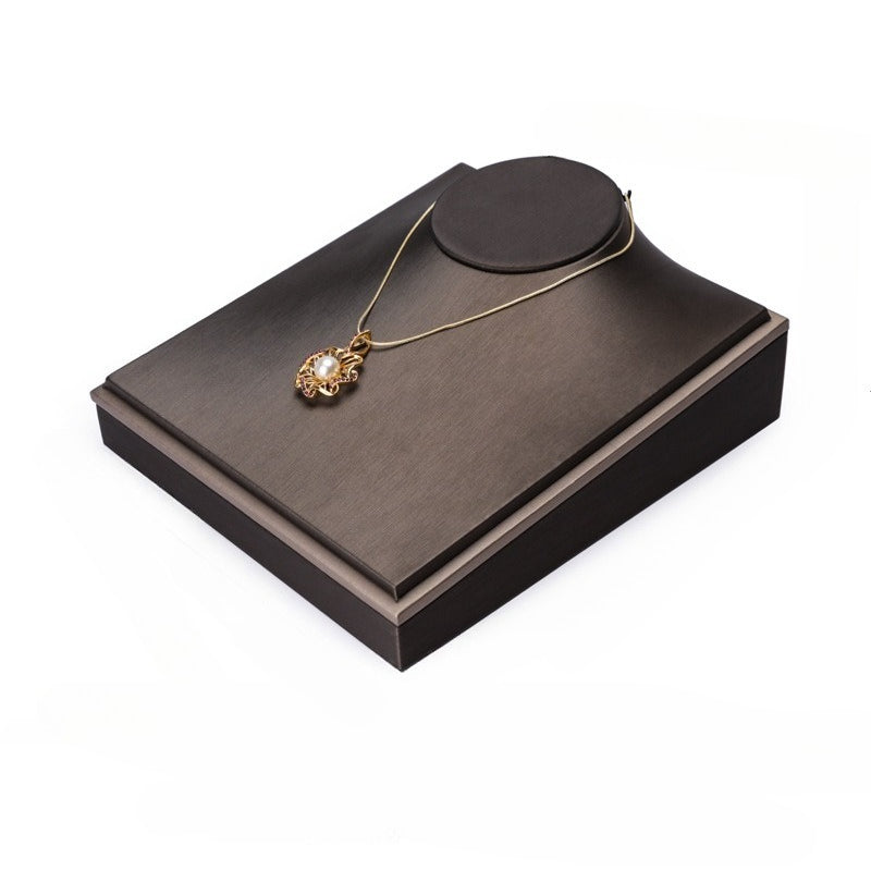 Black & Beige PU Leather Jewelry Display Set - Modular Counter Stand with Busts, Ring, Earring & Bracelet Holders
