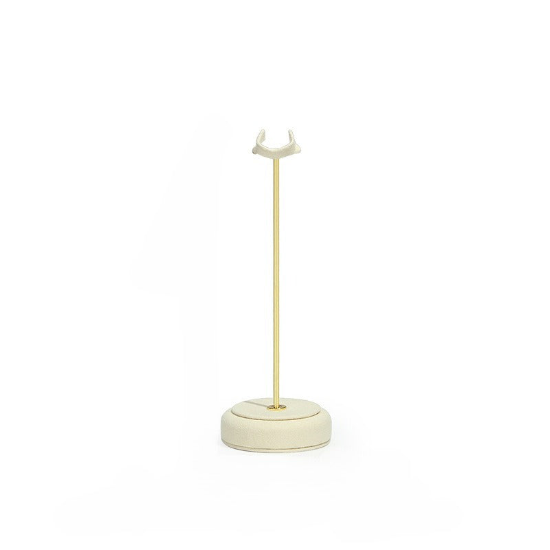 Velvet Ring Display Stand - Tall Gold Metal Base Holder for Engagement & Wedding Rings