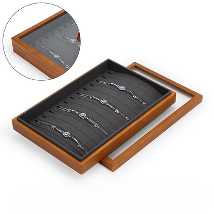 New Wooden Jewelry Display Tray with Lid for Necklaces & Rings
