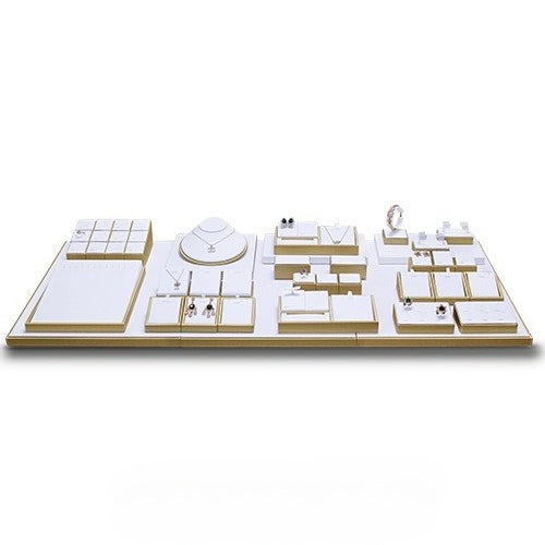 Jewelry Display Set Gold White Necklace Ring Stand