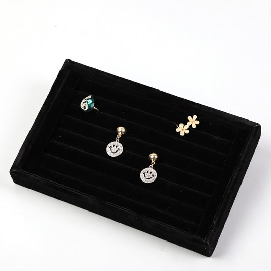 Small Velvet Ring Earring Tray - Plush Jewelry Display Holder