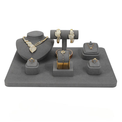 Grey Microfiber Human Bust Jewelry Display Stand, Luxury Necklace & Ring Display Prop