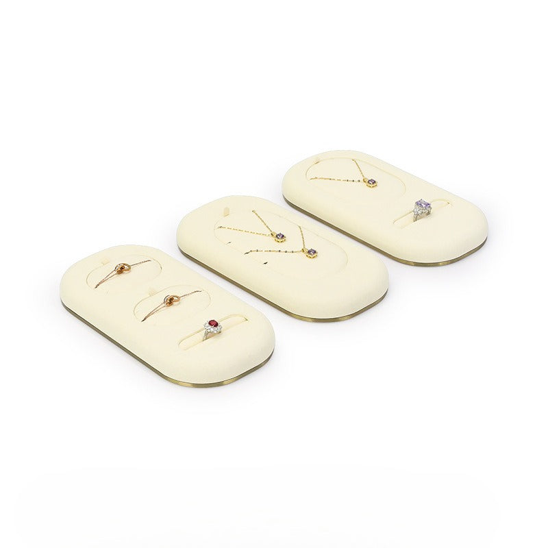 Oval Jewelry Display Tray with Metal Base for Necklaces, Rings & Bracelets
