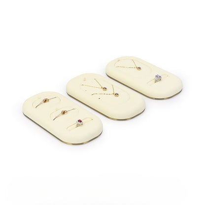 Oval Jewelry Display Tray with Metal Base for Necklaces, Rings & Bracelets