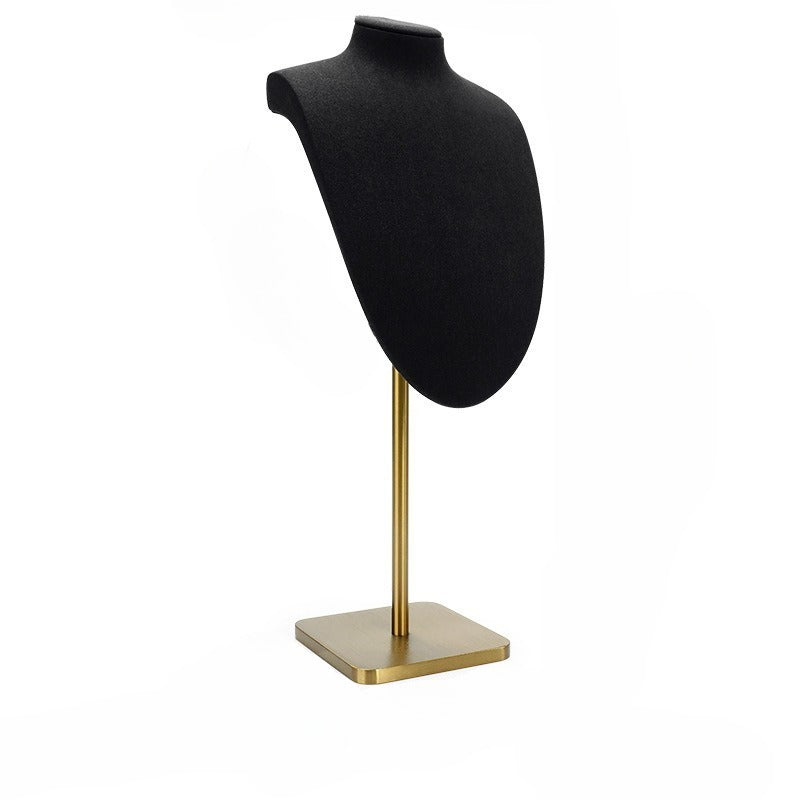 Black Microfiber Jewelry Display Stand, Necklace Pendant & Ring Counter Showcase Prop