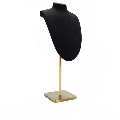 Black Microfiber Jewelry Display Stand, Necklace Pendant & Ring Counter Showcase Prop
