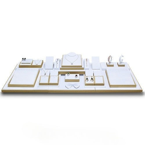 Jewelry Display Set Gold White Necklace Ring Stand