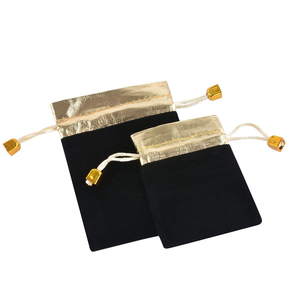 100PCS 7*9 9*12CM Velvet Drawstring Bags with Gold Trim Suitable for Jewelry Storage Wedding Holiday Party Portable Gift Bags