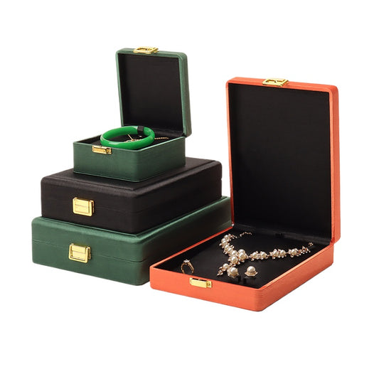 Metal Buckle Black Tess Cloth Box Ring Earrings Necklace Set Box Jewelry Storage Jewelry Box Gift Packaging Box