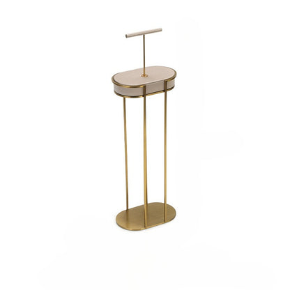 Beige Velvet Jewelry Display Set with Gold Metal Base - Complete Stand for Necklaces, Earrings, Rings & Bracelets
