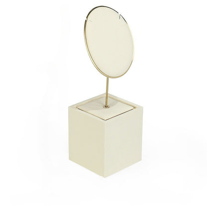 Beige Velvet Jewelry Display Set with Gold Metal Accents - Complete Retail Stand with Busts, Ring, Earring & Bracelet Holders