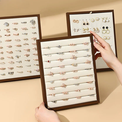 Black Walnut Vertical Ring Stud Earrings Display Stand