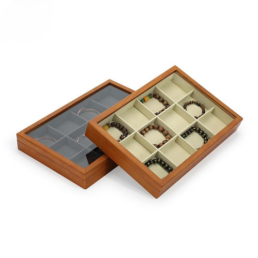 New Wooden Jewelry Display Tray with Lid for Necklaces & Rings