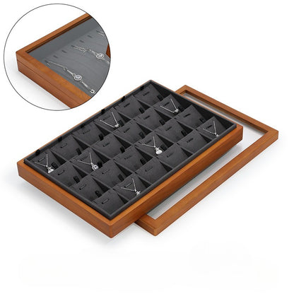 New Wooden Jewelry Display Tray with Lid for Necklaces & Rings