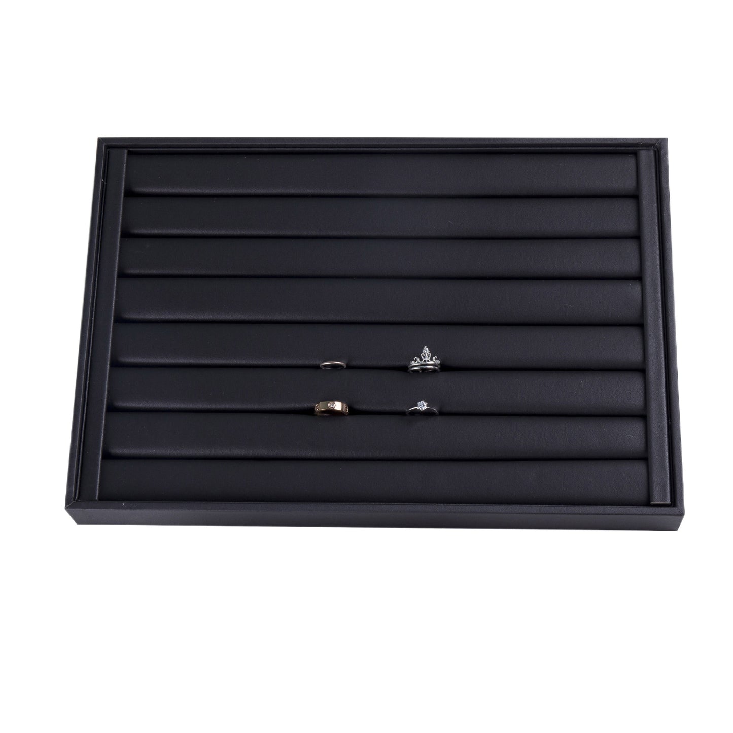 Black PU Leather Jewelry Display Tray