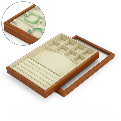 New Wooden Jewelry Display Tray with Lid for Necklaces & Rings