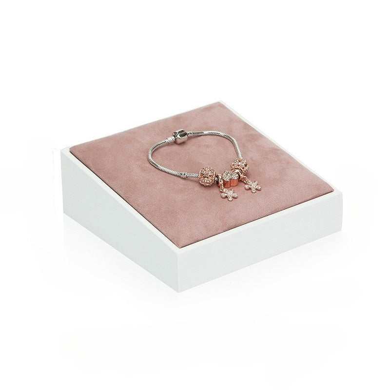 Pink & White Velvet Jewelry Display Set - Complete Retail Stand with Busts, Ring, Earring & Bracelet Holders
