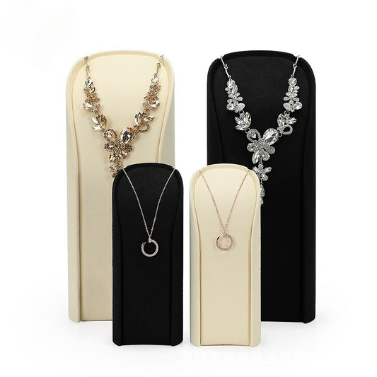 New Microfiber Curved Necklace Display Stand | Luxury Jewelry Showcase for Retail & Home Display