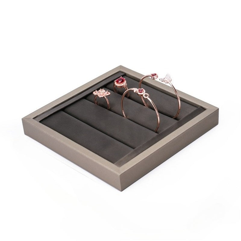Black & Beige PU Leather Jewelry Display Set - Modular Counter Stand with Busts, Ring, Earring & Bracelet Holders