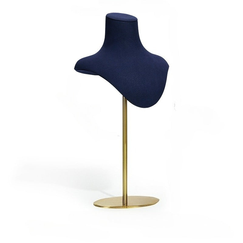 Luxury Gold Curved Jewelry Display Stand - Velvet Necklace Earring Ring Rack