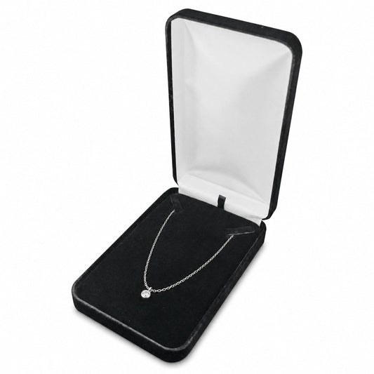 6pcs Black Velvet Necklace Boxes shown as one open box with jewelry display props