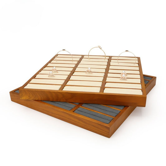 Solid Wood Jewelry Display Tray with Microfiber | Multi-Use Organizer for Rings, Bracelets & Earrings