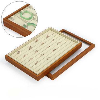New Wooden Jewelry Display Tray with Lid for Necklaces & Rings