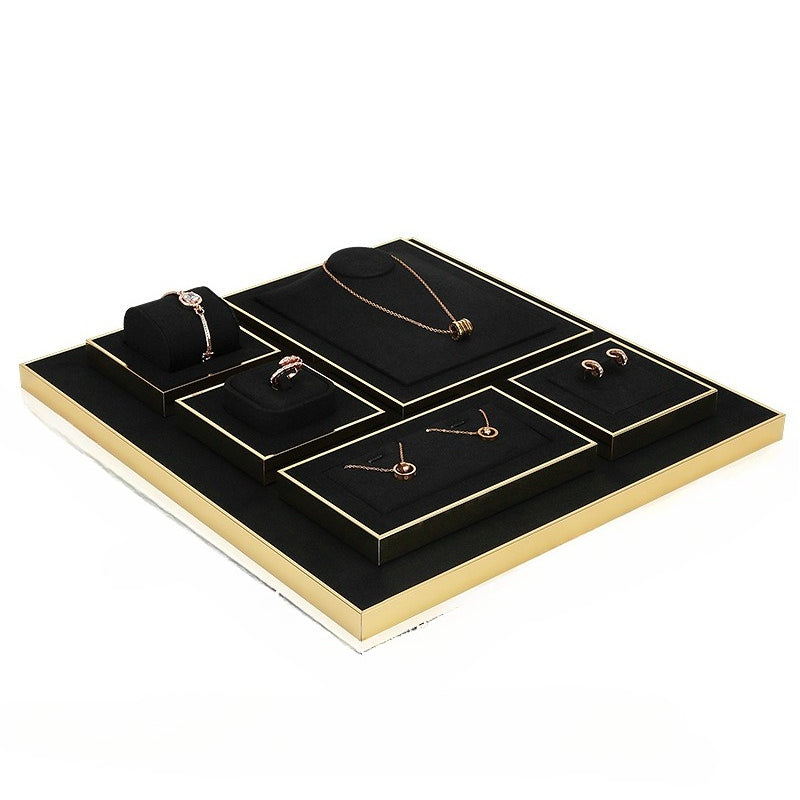 Black Microfiber Jewelry Display Set for Necklace, Ring & Earring Stand