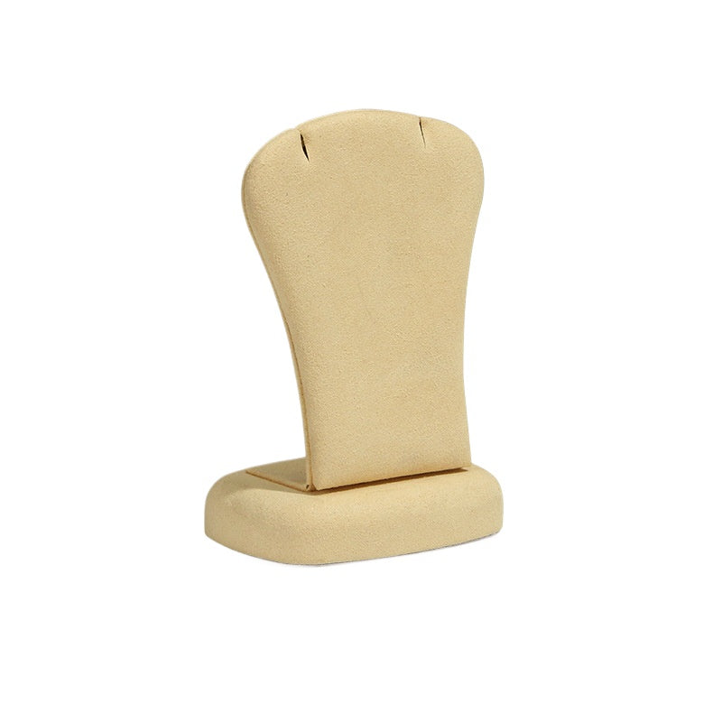 New Superfine Fiber Beige Jewelry Display Stand | Ring Necklace Holder for Gold, Pearl & Fine Jewelry
